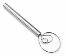 1-pack rostfri degvisp, handmixer i trä, köksbakningsverktyg för bröd, kakor etc.