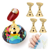 Nagelkonstdisplayställ (färgglad) med magnetiskt stativ och kristallbas, nagelkonstdisplayställ, nagelkonsttipsdisplayställ för nagelkonstsalong.