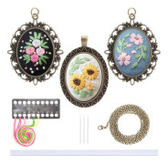3-pack vintage DIY-broderistartset, broderihantverkspende örhängen halsband korsstygnsstartset som används för smyckestillverkning, stil A