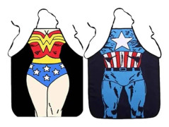 Trendig förkläde med söt tecknad design, vattentät, sexig tryckt förkläde för män och kvinnor, rolig superman, parförkläde