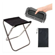 Hopfällbar pall för utomhusbruk, hopfällbar pall i aluminiumlegering, ultralätt bärbar minipall, med förvaringsväska, för fiske, camping, utomhusgrill, svart