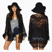 Dam Chiffong Spets Kimono Cardigan Semester Toppar