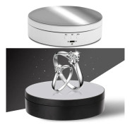 13.8cm Mirror Style USB Charging Smart 360 Degree Rotating Turntable Display Stand Video Shooting Props Turntable for Photography, Load 3kg(White)