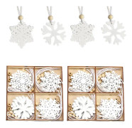 1 box of 24 pure white wooden snowflake pendant new Christmas