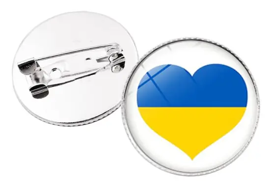 Ukraina Flaggmärke (Fred), Diameter 25mm (Stil 13)