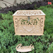 Bröllopskortlåda Kuvert Presentkort Träkartonger Hollow Floral 6