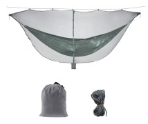 Polyester Camping Hängmatta Myggnät för 360° skydd, Dragkedja för enkel åtkomst, Grå - Hängmatta ingår ej Sunmostar