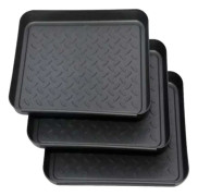 Set med 3 skoställ, plastskoställ, liten skomatta, droppmatta, hylla, skobricka, skokar, droppbricka, 35x27x3 C