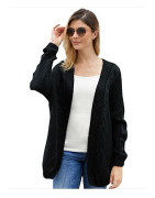 Damkofta Öppen framtill långärmad Chunky Stickad Cardigan Lös