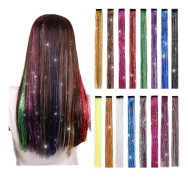 16 färger Clip-in Hårglitter Set, Glittrande Fest Hårglitterförlängning