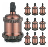 MINKUROW Vintage Solid E27 Lamphållare Aluminium Keramik Sockel Edison Skruv Bulb Sockel Adapter DIY Väggbord Golv Taklampa Röd Koppar 10st