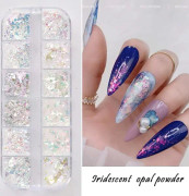 12 färger glitter nagelflingor holografisk nagelkonst dekoration