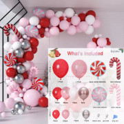 Julklappsballongbåge med röda rosa martini blåa bönor gröna vita guld ballonger tomte älg folie ballonger för jul babyshower