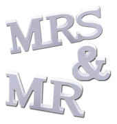 Mr & Mrs vita träbokstäver för bröllopsdekoration, bröllop