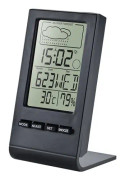 Svart inomhus- och utomhustermometer, termometer hygrometer barome