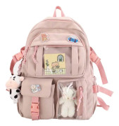 Kawaii Ryggsäck Med sött plyschhänge och Kawaii-nålar, Estetisk ryggsäck Söt Kawaii Ryggsäck för skolan