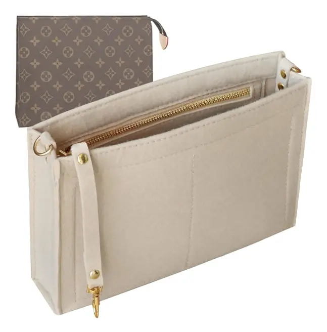 Filtfodrad väska - 26 mm - Beige, Häng på toalettväska, Damväska Organizer
