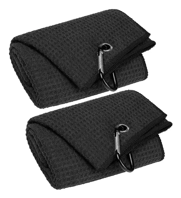 2-pack 16\" x 24\" Tri-fold golfhanddukar, premium mikrofibertyg