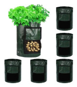 6-pack potatisodlingspåsar, 10 gallon odlingspåsar för potatis, tomat, morot och andra grönsaker, med handtag