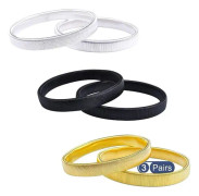 3 par (gyllene, svarta, silverfärgade) elastiska metallarmband, skjortärmhållare, halkfria handledsband, armband, ärmhållare, armband, manschett för män och kvinnor