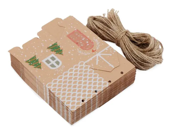 50 st julgodisboxar, kraftpapper små hus godisbox, bröllopsgåvoask, festgåva
