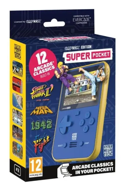 Retrogaming-konsol - BARA FÖR SPEL - Capcom Super Pocket - 12 integrerade klassiska spel - Evercade-kompatibel