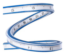 Flexibel PVC + metalllinjal - 30 cm flexibel böjd linjal, genomskinlig