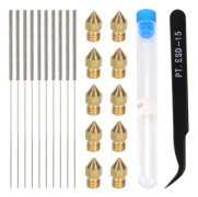 3D-skrivartillbehör Rengöringsset med 10x0.4mm Mk8 Härdat Stålmunstycke+10x0.4mm Rengöringsnål