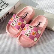 Halkfria inomhus tecknade barnsandaler för tofflor Pink squares 28-29(Fotlängd 17cm)