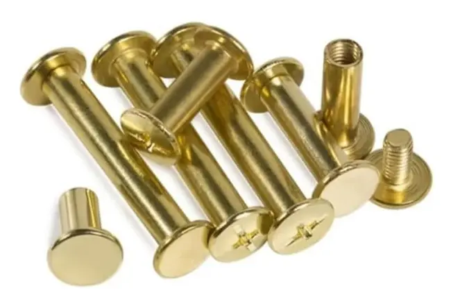 Bindningsskruvar Mässingpläterade Platta Huvudnit M5x25mm (20 st)