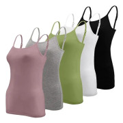 5-pack Basic Camisole Justerbar Camisole Spaghettiband Linne för Kvinnor och Flickor (Stor)