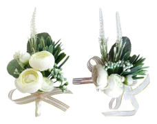 2-delad set med konstgjorda blommor, handledsblomster och corsage, bröllopsblomstertillbehör, balfestset, dekoration