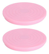 Roterande tårtplatta, 2 st mini 360 graders basstativ display svängbar bakverktyg cupcake dekorationstillbehör - Rosa