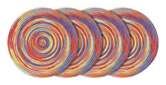 Set med 4 värmebeständiga tvättbara vävda vinyl placemats runda halkfria placemats (runda färgglada röda)