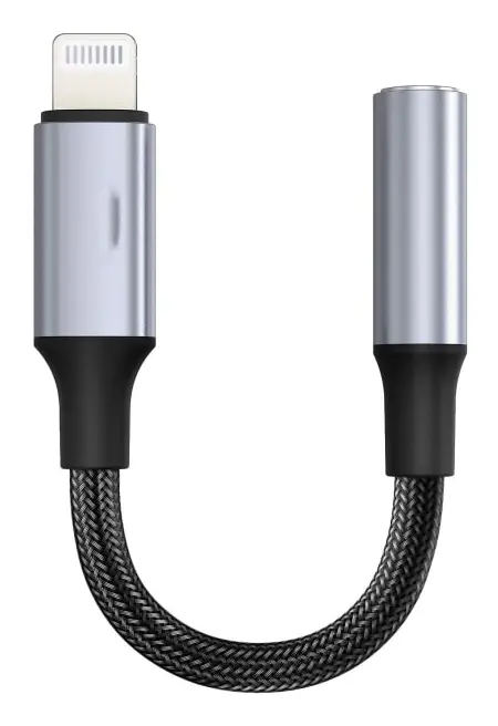 Lightning till 3,5 mm-adapter, headset-adapter grå