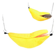 A/A Husdjurshamsterbädd, hängande bananform, varm hängmatta för husdjur, hamster, iller, ekorre (gul)