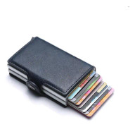 RFID-blocker Plånbok i Läder med Plats för Kreditkort, Smalt, Ko-Läder, Vintage Aluminium, Business Card