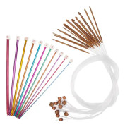 Virka set 23 delar, 12P 3-10 mm bambu stickningsnål med förlängt flätat rör