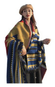 Sjalomlott Cardigan Cape Lång vintertröja med öppen front