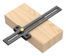 T-vinkel linjal, trämarkering hål linjal ritsverktyg linje skarv snickare med 180MM skala träbearbetning, aluminiumlegering, svart