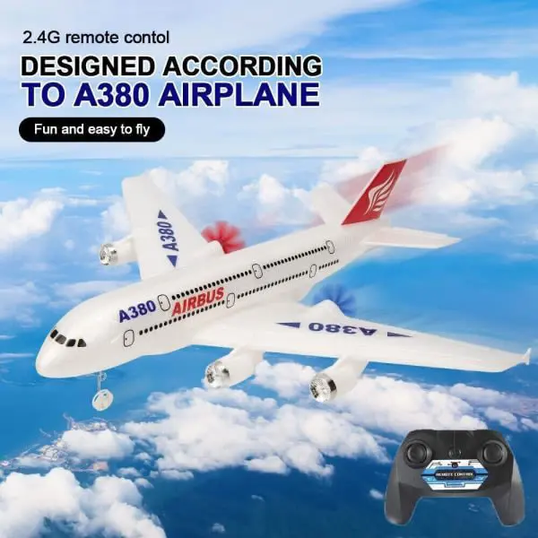 2,4G Airbus A380 RC-flygplan 2CH 6-axlig gyro 420 mm FixWing fjärrkontroll glidflygplan, present till pojke med 1 batteri