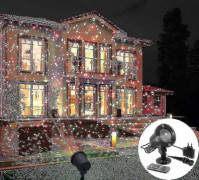 Rörlig hel himmel Stjärna Laserprojektor Landskapsbelysning Röd Grön Julfest Led Scenljus Utomhus Trädgård Gräsmatta LaserlampaUS-kontakt