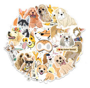 Cartoon Dog Stickers för Vattenflaskor 50 Pack Cute, Vattentät, Ae
