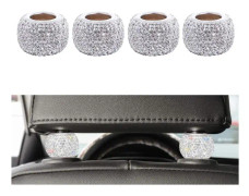 4-pack bilhuvudstöd kragar, bilhuvudstöd kragar ringar dekor bling kristall diamant (vit) White