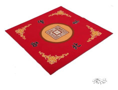Galaxy Mahjongmatta med 3 gratis tärningar för kort- och brädspel, halkfri matta 31,5\" x 31,5\" - Röd