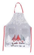 1 st jultomteförkläde (grå), justerbart köksförkläde med fickor, för barn, kvinnor och män