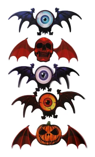 5-pack Halloween Glow-in-the-Dark Bat Ornament Färgglada Nattlampor