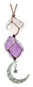 Auto Car Mirror Charms, Car Interior Pendant Crystal Car Rearview Mirror Charms med Crystal Key Chain Healing Crystal Accessories för Bil Hängande Heminredning Dekoration Prydnader (Lila Rosa)