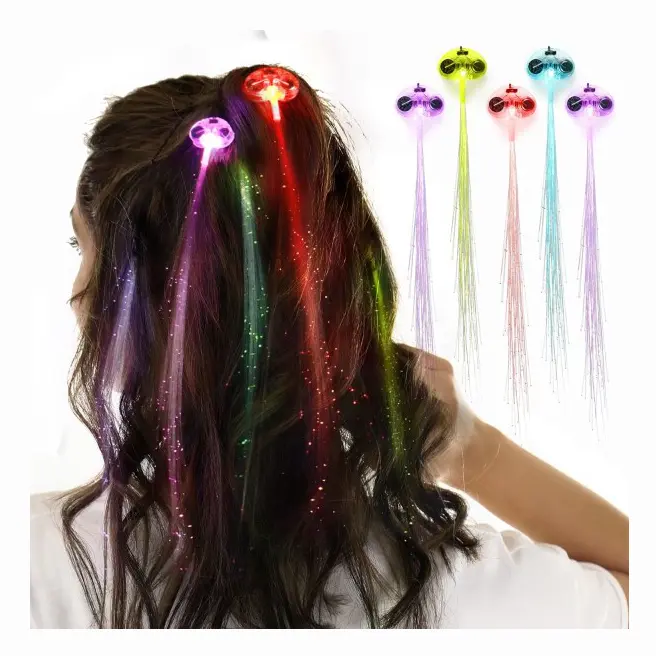 12-pack LED-ljusspännen, LED-ljusförlängning med klämma, barrette med ljus, festset för flickor (14 tum)