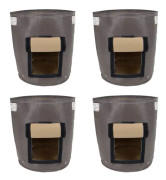 Potatisodlingspåsar med flik 10 gallon, 4-pack planteringskruka med handtag och skördefönster för potatis tomat och grönsaker - svart